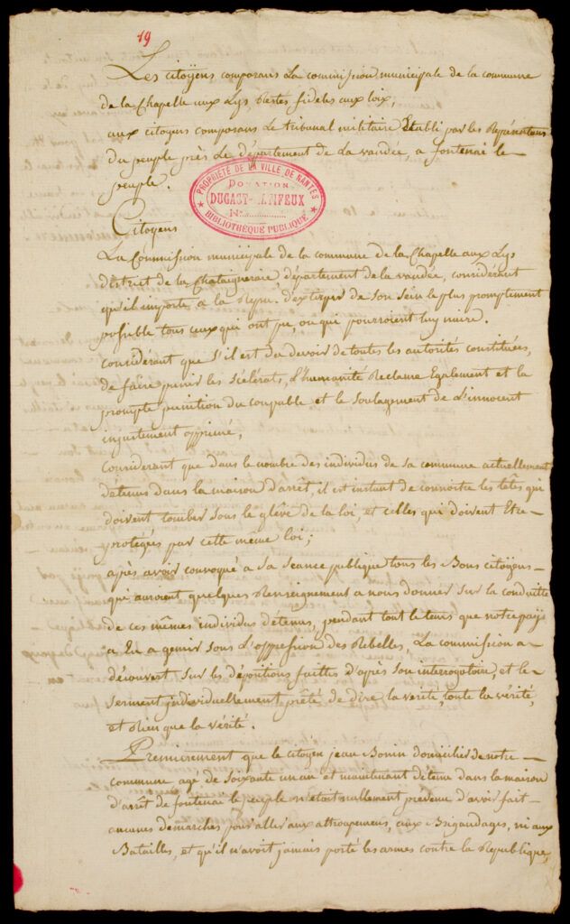 Manuscrit provenant du Fonds Dugast-Matifeux