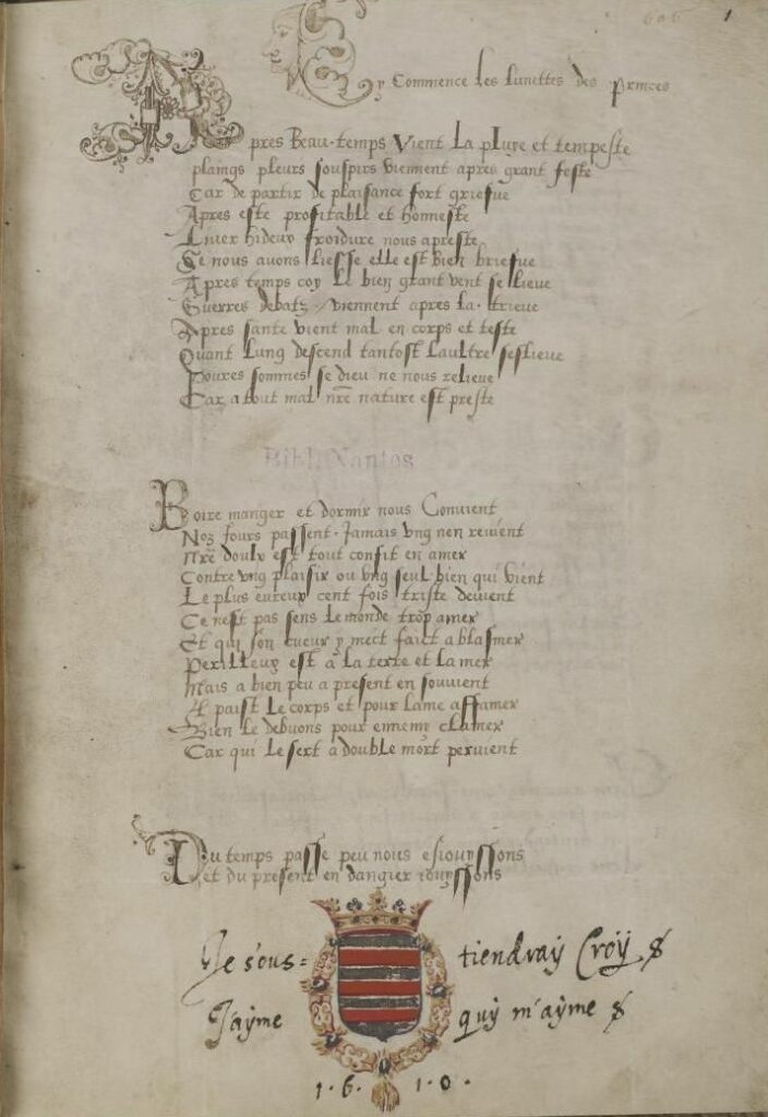 Première page du manuscrit Les lunettes des princes conservé à Nantes ms651