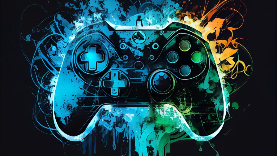 Video game gaming controller night with grunge background