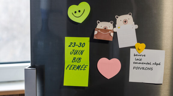 A refrigerator with notes