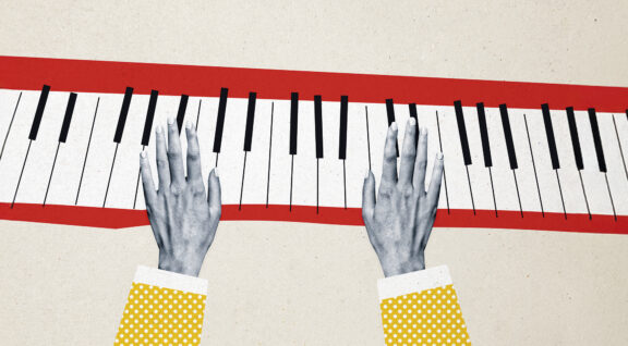 Composite collage picture image of hands pianist create play music musician have fun bizarre unusual fantasy billboard comics