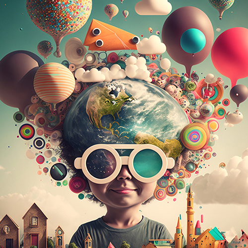 Magic imaginary world full with color and happiness. generative